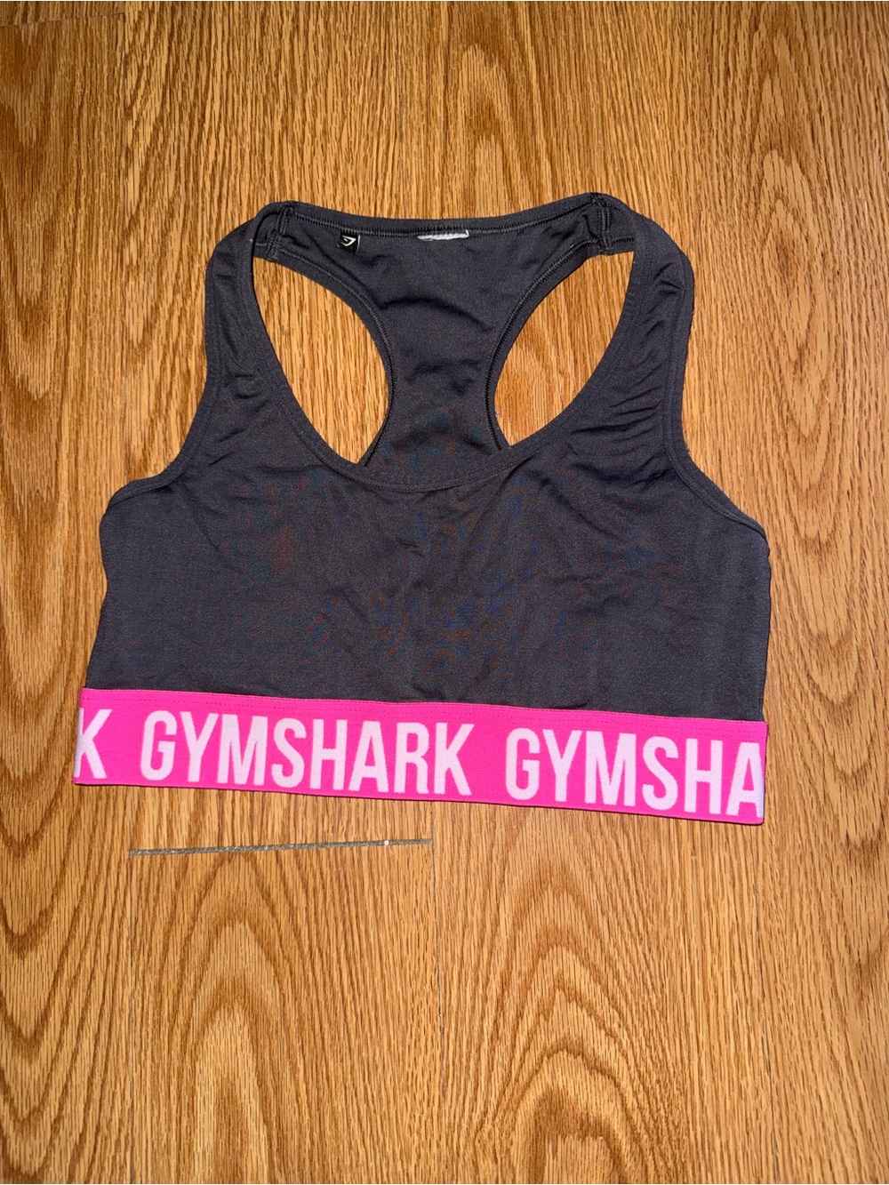 Gymshark Black Racerback Sports Bra with Pink Branded Band